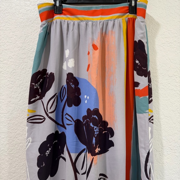 MAEVE by ANTHROPOLOGIE Plein Air maxi skirt floral stripe 1/2 lining Size Large - Picture 7 of 10